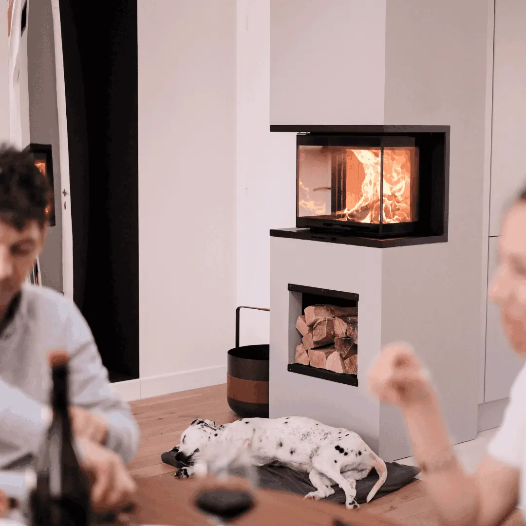 poêle à bois en feu